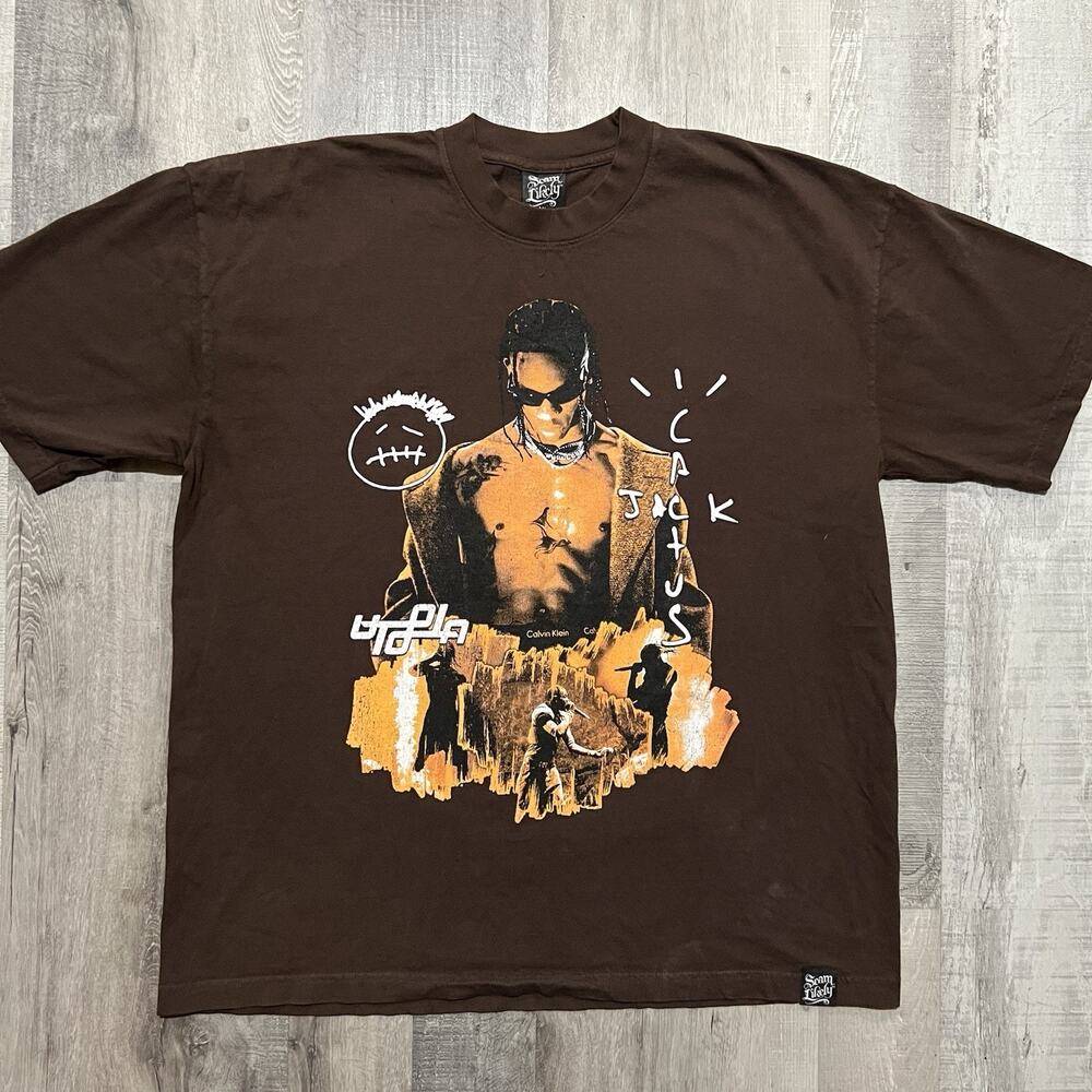 Cactus Jack Utopia T Shirt Brown Double Sided Hip Hop Rap Concert Travis Scott